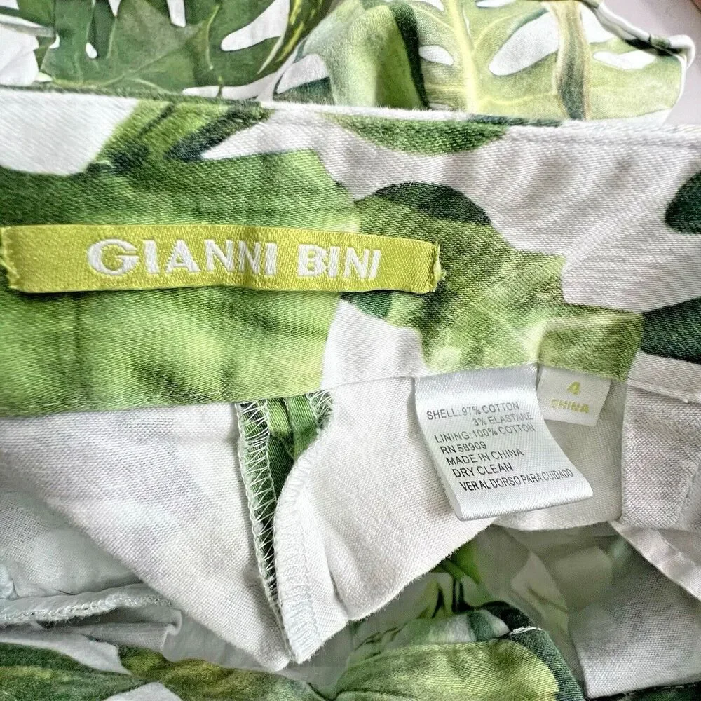 Gianni Bini green women Palm Print short hawaiia island  vacation pockets Size 4 - Picture 9 of 10